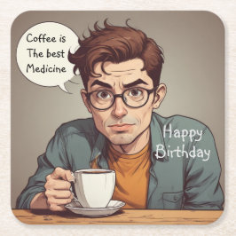 コーヒーが薬最高のだ スクエアペーパーコースター