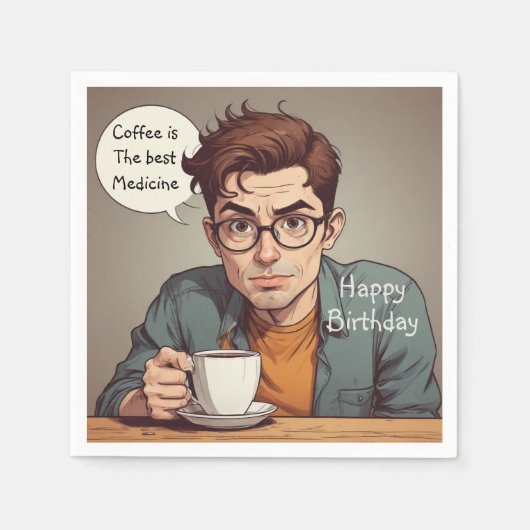 コーヒーが薬最高のだ スタンダードカクテルナプキン (正面)