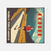 コーヒーが起こランニングる フリースブランケット (正面(横))