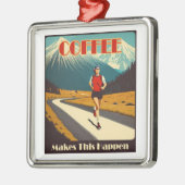 コーヒーが起こランニングる メタルオーナメント (左)