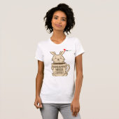 "コーヒーが飲みたいうさぎ" パロディTシャツ | かわいいウサギ Tシャツ (正面フル)