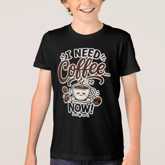 コーヒーが飲みたい!面白いコーヒー好きギフト キッズ用 トライブレンドTシャツ (正面)