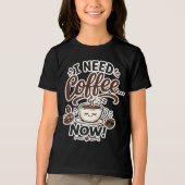 コーヒーが飲みたい!面白いコーヒー好きギフト キッズ用 トライブレンドTシャツ (正面)