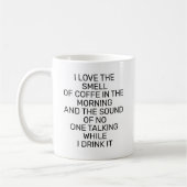 コーヒーことわざの朝の香りおもしろいが大好き コーヒーマグカップ (左)