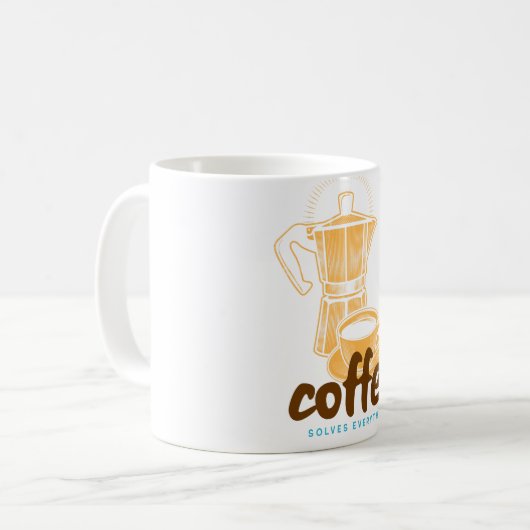 コーヒーですべてを解決 コーヒーマグカップ (正面左)