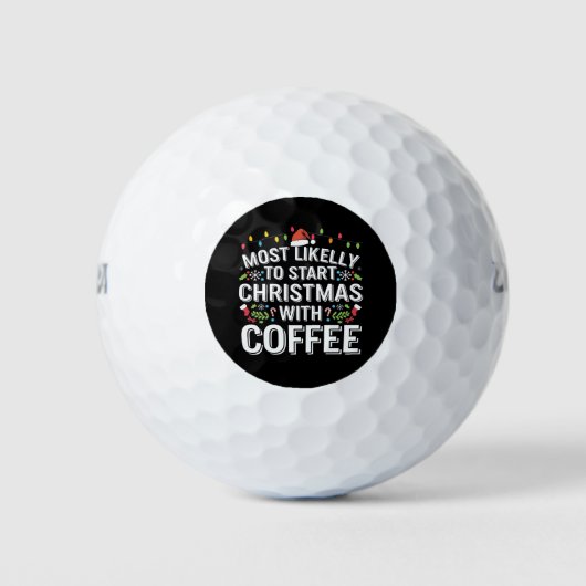 コーヒーでクリスマスをスタートさせる一家 ゴルフボール (正面)