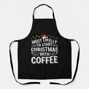 コーヒーでクリスマスをスタートさせる家族に一番なりそう エプロン