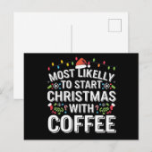 コーヒーでクリスマスをスタートさせる家族 シーズンポストカード (正面/裏面)