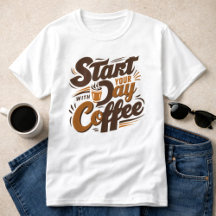 コーヒーで一日を始める |ホワイトTシャツ