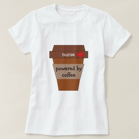 コーヒーで動くナース Tシャツ (デザイン正面)