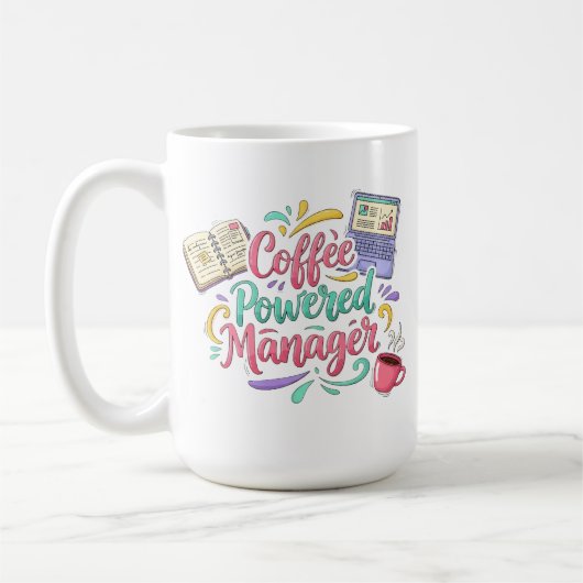コーヒーで動くマネージャー 楽しいオフィス コーヒーマグカップ (左)