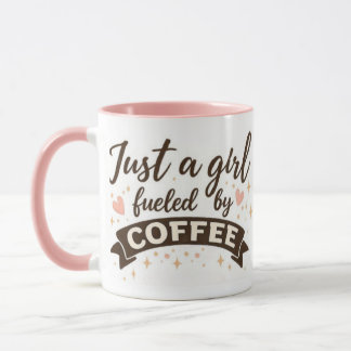 コーヒーで動く女の子の引用ポスター ピンク マグカップ 彼女へのギフトに