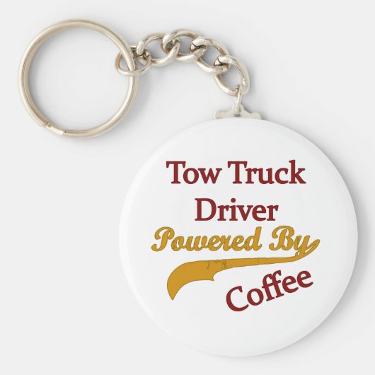 コーヒーで動く牽引トラックの運転手 キーホルダー (正面)