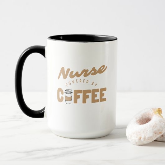 コーヒーで動く看護師 冗談グッズ マグカップ (ドーナツ付き)