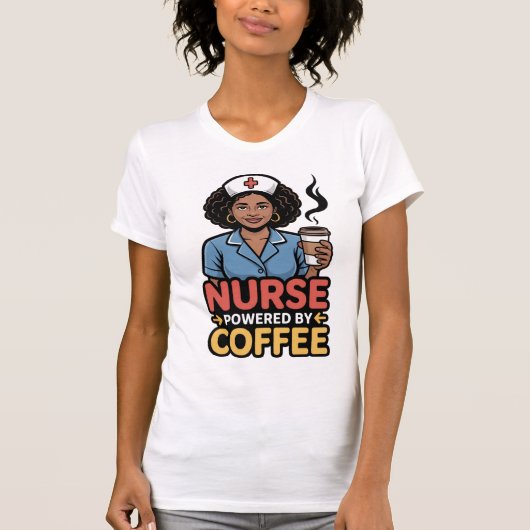 コーヒーで動く看護師Tシャツ Tシャツ (正面)