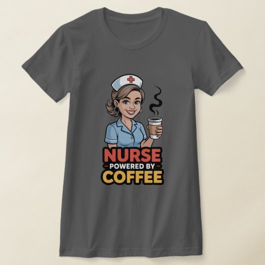 コーヒーで動く看護師Tシャツ Tシャツ (レイダウン)