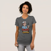 コーヒーで動く看護師Tシャツ Tシャツ (正面フル)