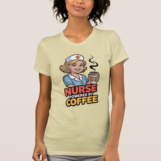 コーヒーで動く看護師Tシャツ Tシャツ (正面)