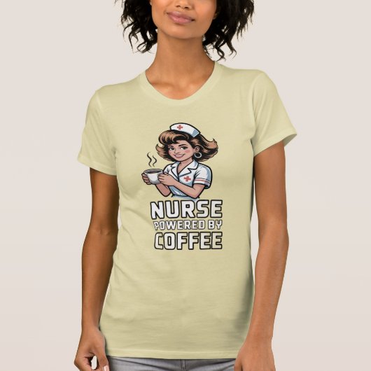 コーヒーで動く看護師Tシャツ Tシャツ (正面)