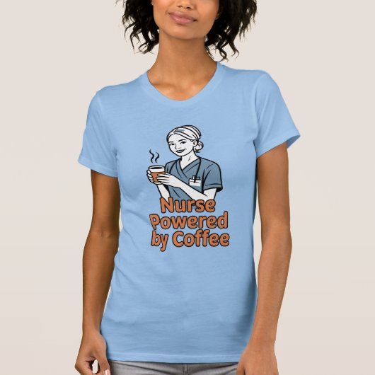 コーヒーで動く看護師Tシャツ Tシャツ (正面)