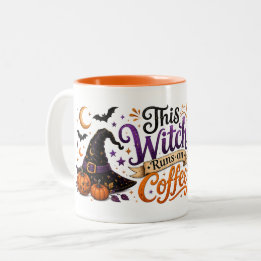 コーヒーで動く魔女のハロウィン ツートーンマグカップ