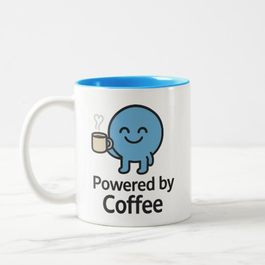 コーヒーで動く - 笑顔のSmiloマグカップ ツートーンマグカップ (左)