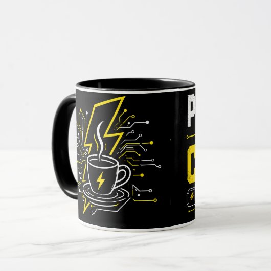 コーヒーで動く 電気工事士 ペルソナライズド コーヒー マグカップ (正面左)