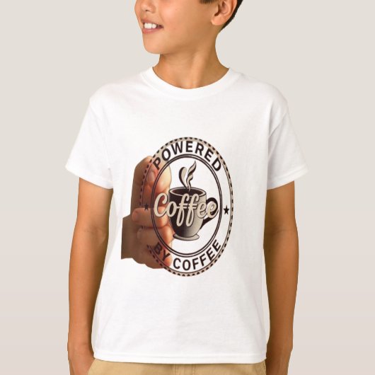 「コーヒーで動く」面白いキッズグラフィック Tシャツ (正面)
