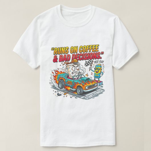 コーヒーで動く 面白い引用 -pml ファッション tシャツ (デザイン正面)