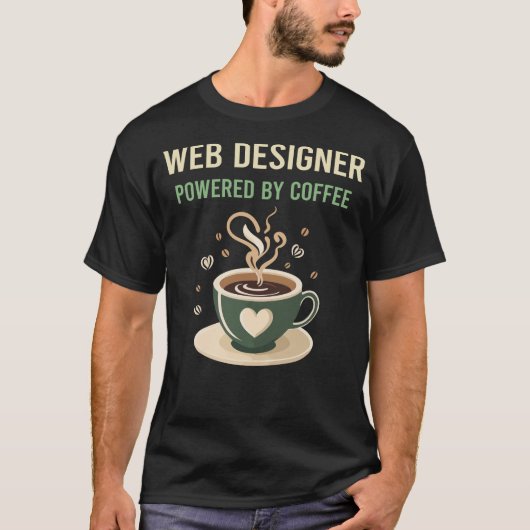 コーヒーで動くWebデザイナー Tシャツ (正面)