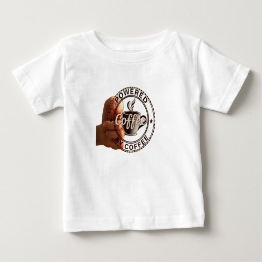 「コーヒーで動電力」ベビー＆幼児用グラフィックTシャツ ベビーTシャツ (正面)