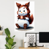 コーヒーで居心地の良い動物 | AI Art ポスター (ホームオフィス)