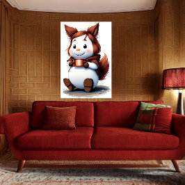 コーヒーで居心地の良い動物 | AI Art ポスター