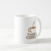 コーヒーで活力注入 可愛いコーヒー愛好家のタイポグラフィ コーヒーマグカップ (正面右)