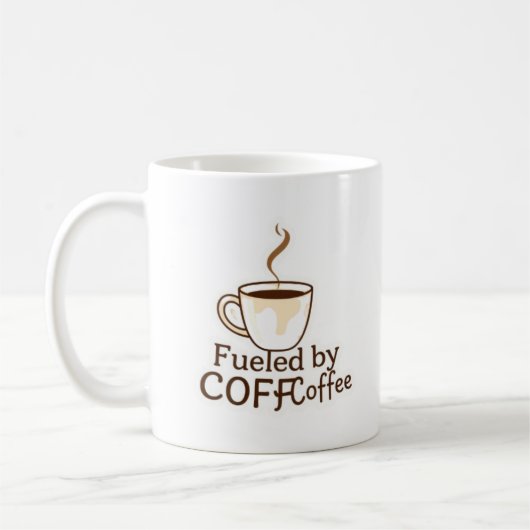 コーヒーで活力注入 可愛いコーヒー愛好家のタイポグラフィ コーヒーマグカップ (左)