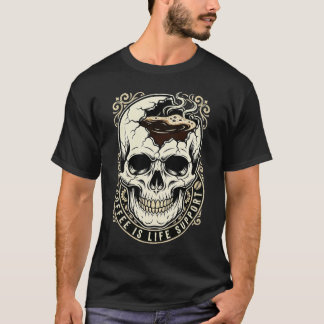 コーヒーで満たされたドクロ Tシャツ