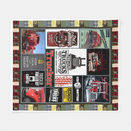 コーヒーで燃料を供給するトラック運転手 フリースブランケット (正面(横))