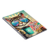 コーヒーで特大サングラスをかけている猫 ノートブック (右側)