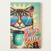 コーヒーで特大サングラスをかけている猫 プランナー手帳 (裏面)