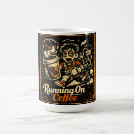 コーヒーで生きている - カフェイン満載のユーモアで生き抜く コーヒーマグカップ