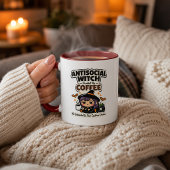 コーヒーで生きる反社会的な魔女 面白いハロウィン マグカップ