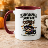 コーヒーで生きる反社会的な魔女 面白いハロウィン マグカップ