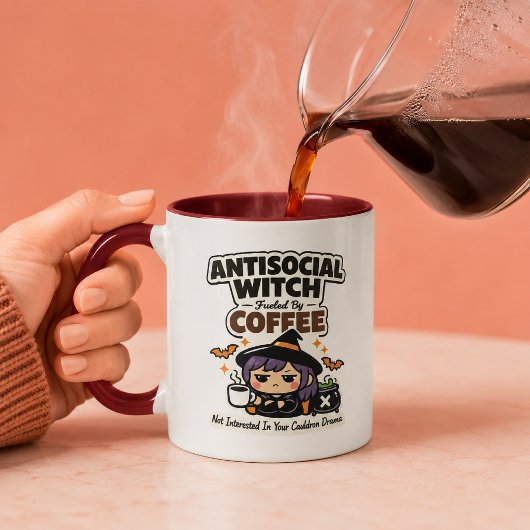 コーヒーで生きる反社会的な魔女 面白いハロウィン マグカップ