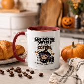 コーヒーで生きる反社会的な魔女 面白いハロウィン マグカップ