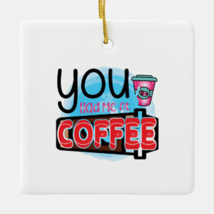 コーヒーで私にくれたコーヒーアート セラミックオーナメント