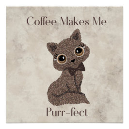 コーヒーで私はいつもピュアな気持ち-Coffee Beans-Cute Cat- ポスター