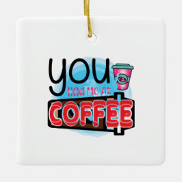 コーヒーで飲んだコーヒーアート セラミックオーナメント