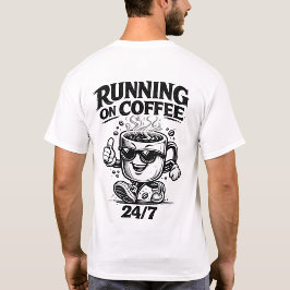 コーヒーで24/7駆けるTシャツ 後面プリント Tシャツ