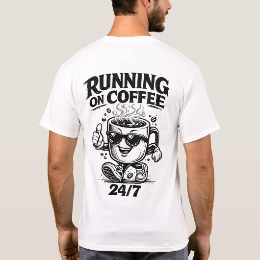 コーヒーで24/7駆けるTシャツ 後面プリント Tシャツ