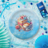 コーヒーとお誕生日ケーキ パーソナライズされた ペーパープレート (パーティー)